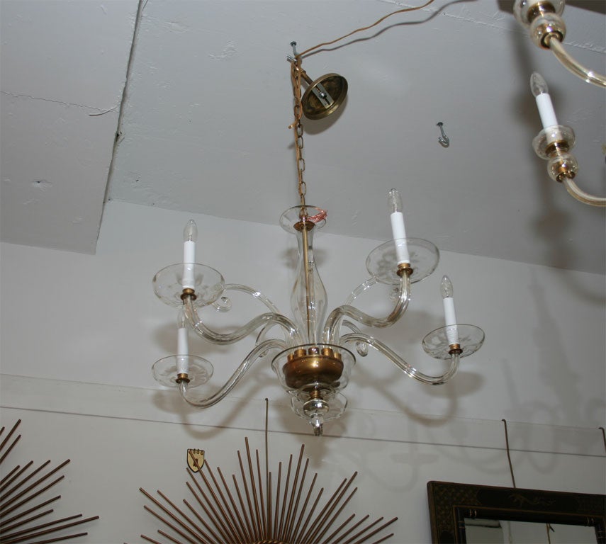 #4205 5-Arm Murano Clear Glass Chandelier *now $4, 000.00