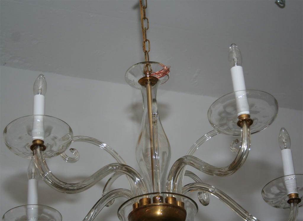 Mid-20th Century #4205 5-Arm Murano Clear Glass Chandelier *now $4, 000.00 For Sale