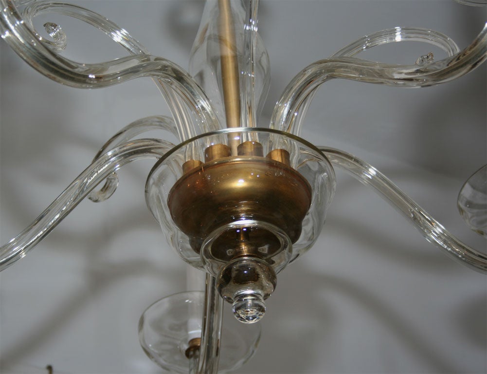 #4205 5-Arm Murano Clear Glass Chandelier *now $4, 000.00 For Sale 1