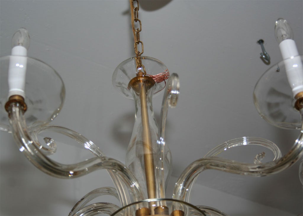 #4205 5-Arm Murano Clear Glass Chandelier *now $4, 000.00 For Sale 2