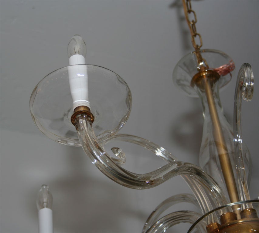 #4205 5-Arm Murano Clear Glass Chandelier *now $4, 000.00 For Sale 3