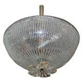#3926  Fluted Murano Glass Pendant Bowl Fixture.