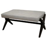 A Gibbings for Widdicomb X Frame Upholstered Bench. A Gibbings for Widdicomb X Frame Upholstered Bench.