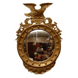 Gold Gilt George III Style  Convex Mirror with eagle pediment