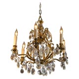 Petite French Bronze and Cut Crystal Six Branch Chandelier Petite French Bronze and Cut Crystal Six Branch Chandelier