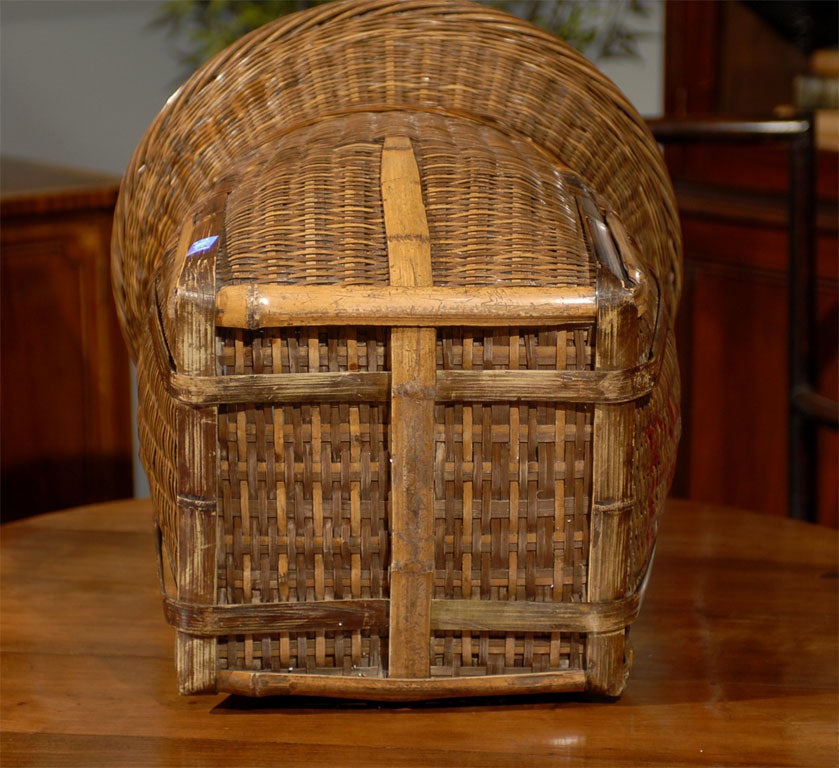 19th Century 19th C. Large Woven Chinese Fish Basket