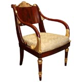 Russian Neo Classic Parcel Gilt Mahogany arm Chair, ca 1820