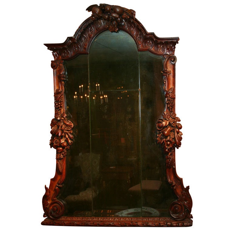 German Elaborately Carved Mirror, late 18th century
