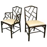 Antique Rare set of 8 Faux Bamboo Dining Chairs. ca 1800