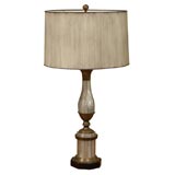 Brushed Metal and Antique Brass Lamp