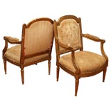 Pair of Italian Louis XVI Giltwood Armchairs with needlepoint
