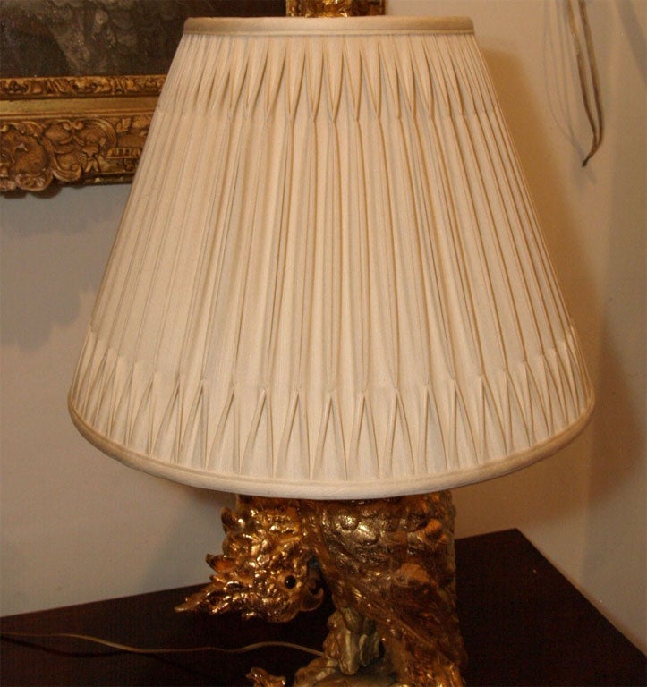 Ormolu French Gilt Bronze Oil Lamp Cockatoo on Turtle
