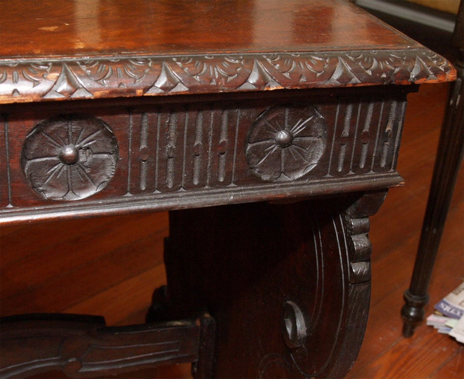 Italian Carved Walnut Center Table For Sale 1