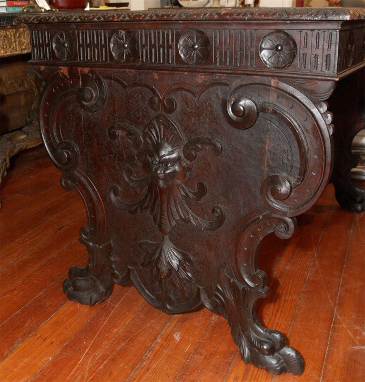 Italian Carved Walnut Center Table For Sale 3