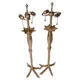 Wondreful Pair of Ostrich Leg Table Lamps