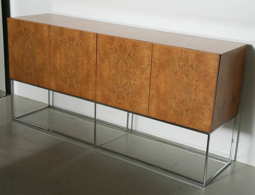 Milo Baughman Burl and Chrome Sideboard