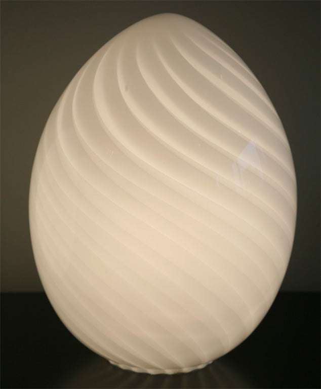 Late 20th Century Pair of White Murano Egg Lamps