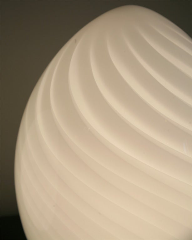 Pair of White Murano Egg Lamps 1