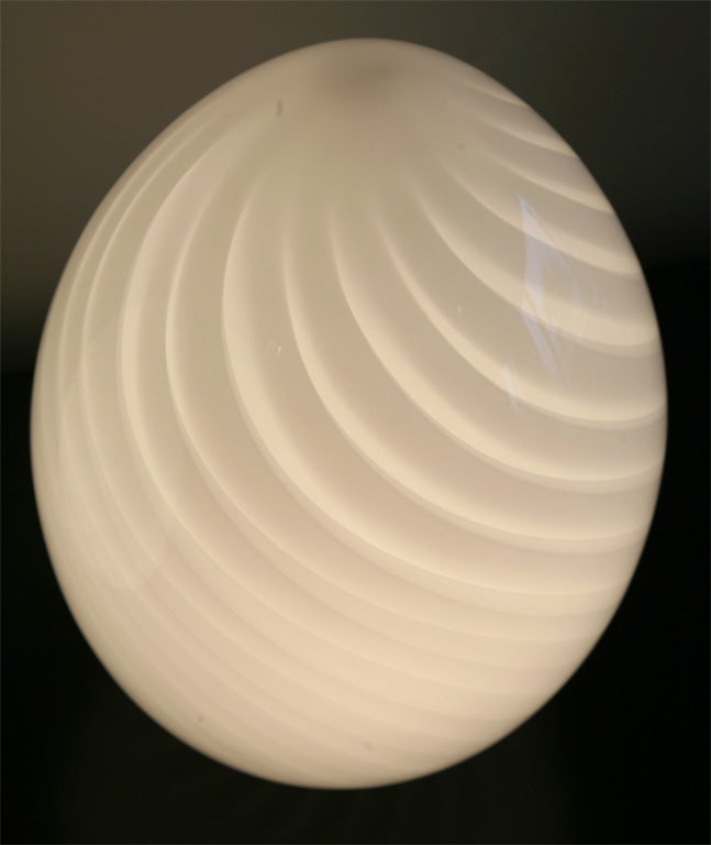 Pair of White Murano Egg Lamps 2