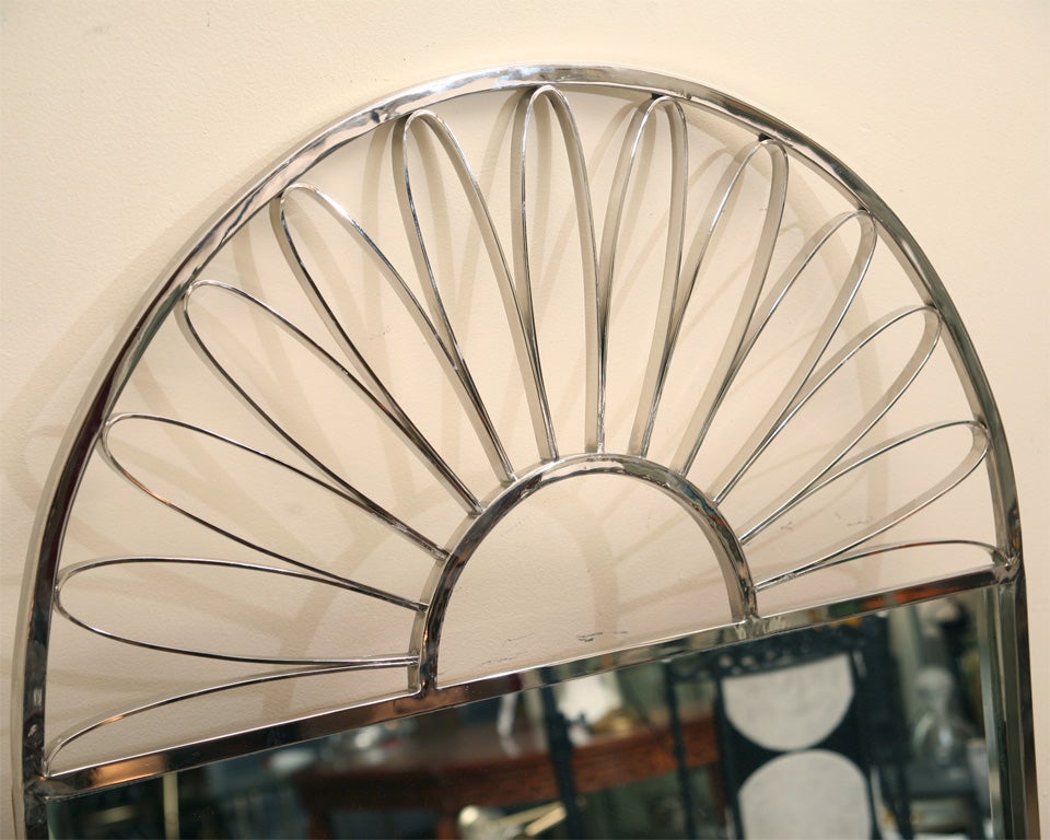 Vintage Nickel Silver Mirror Italian 60's In Good Condition In North Miami, FL