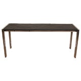 Console Table of Faux Slate & Chrome Attributed to Milo Baughman