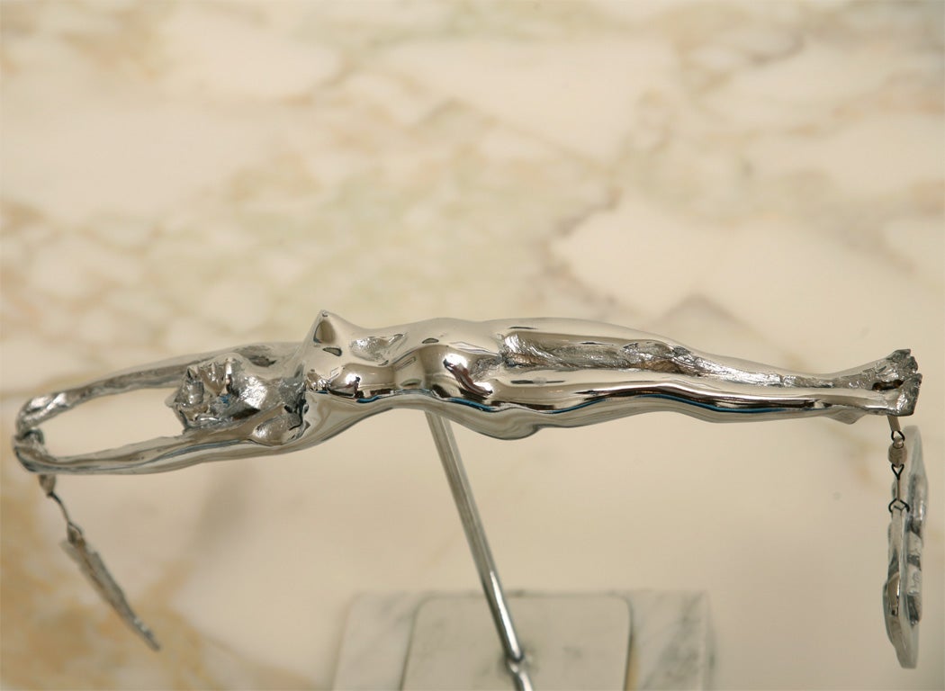 Late 20th Century Chromed Bronze and Marble Sculpture by James David Berenson Titled 