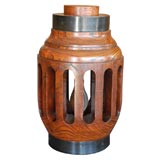 Large carved wood lamp