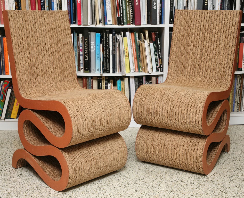 Pair of Wiggle Chairs from Gehry Easy Edge Series