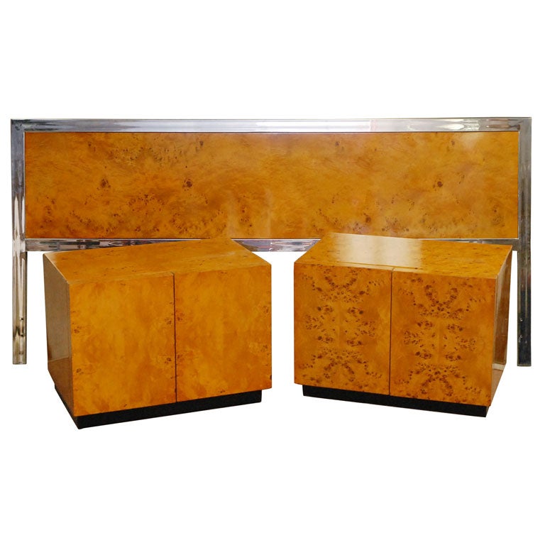HEADBOARD AND A PAIR OF NIGHT STANDS BY MILO BAUGHMAN