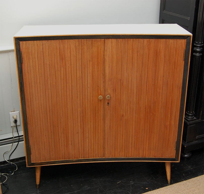 Parchment Cabinet with Tambour Doors