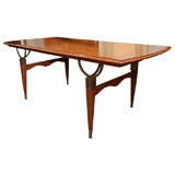1950'S Italian Walnut and Brass Mounted Library or Dining Table