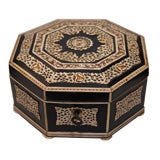 Anglo-Indian 19th Century Octagonal Horn and Pierced Bone Box