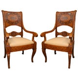 Pair of Fine 18th Century Northen Italian Marquetry Armchairs