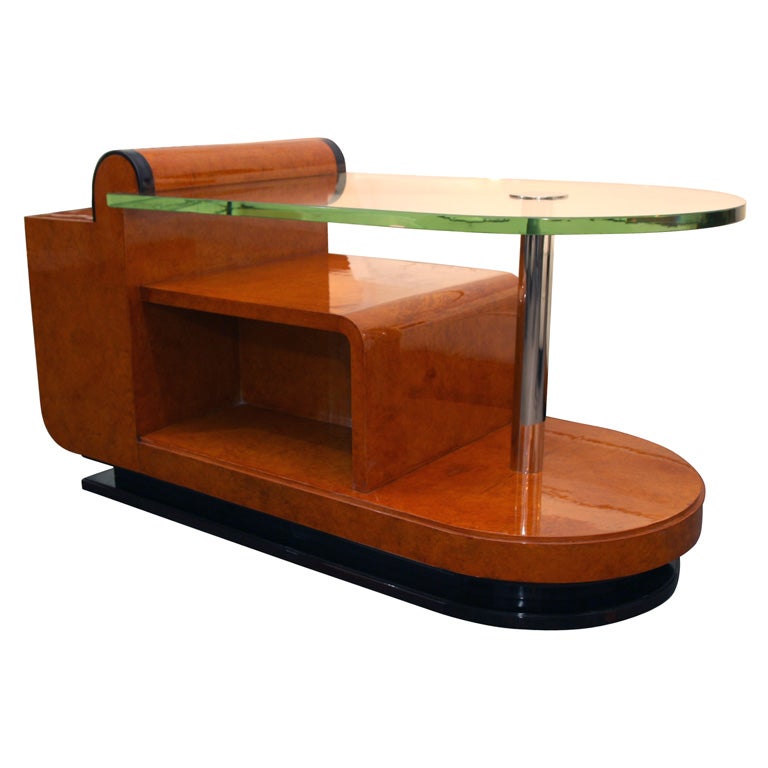 Large Art Deco one-of-a- kind coffee table by Jules Cayette (1882-1953). 
Signed. 

Provenance: Custom designed for the residence of the owner of the Biscuiteries Lorraines, Nancy, France