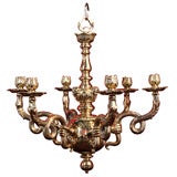 Brass six light chandelier.