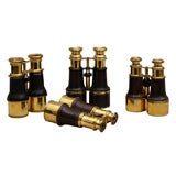 Collection of 4 Pairs Vintage Leather & Brass Binoculars