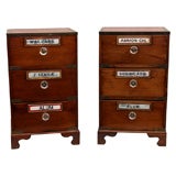 Pair Vintage Apothecary Three-Drawer Chests, England, 19th C.