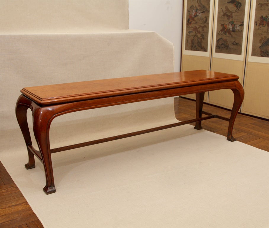 Pale Mahogany Hall Bench, England, 19th Century