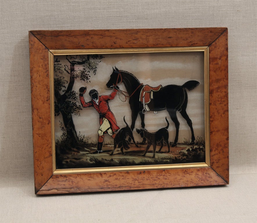 Reverse Silhouette Painting on Glass, England, 19th Century