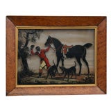 Antique Reverse Silhouette Painting on Glass, England, 19th Century