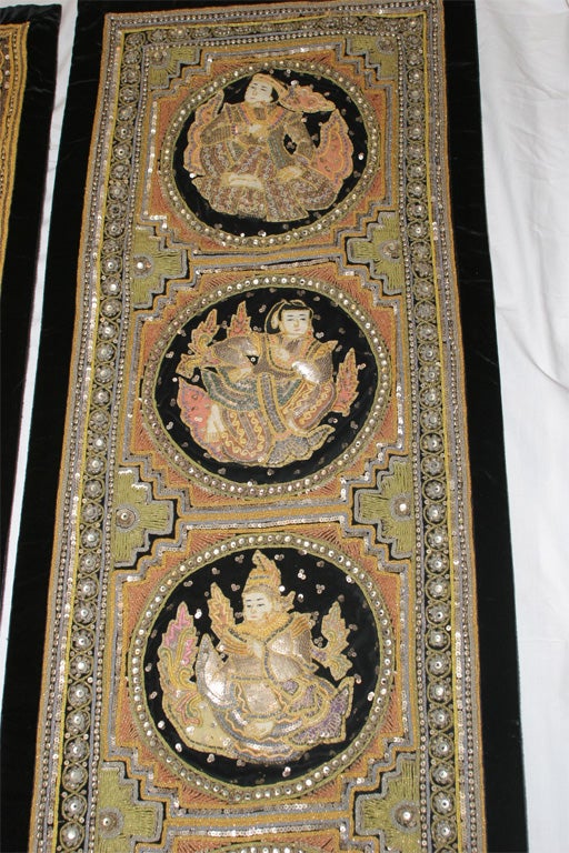 19th Century Pair of Tibetian Tapestries For Sale