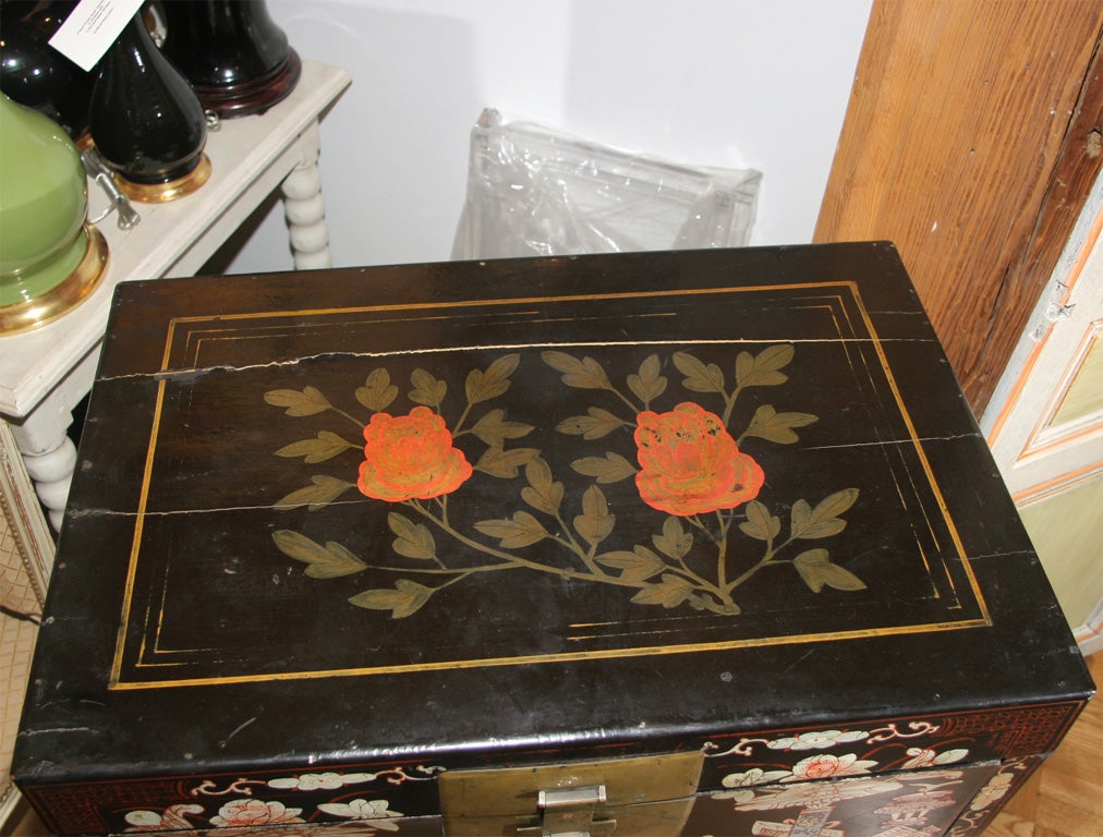 An Antique Chinese Style Lacquer  Cabinet Desk 1