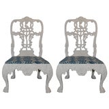 A Pair of Carved and Painted Georgian Style Chairs