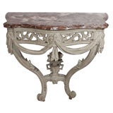 An Antique Louis XV Carved and Grey Painted Marble Top Console