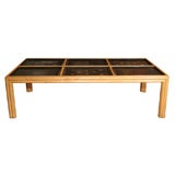 A Mid 20th C. Bamboo Coffee Table with Removable Couroc Trays