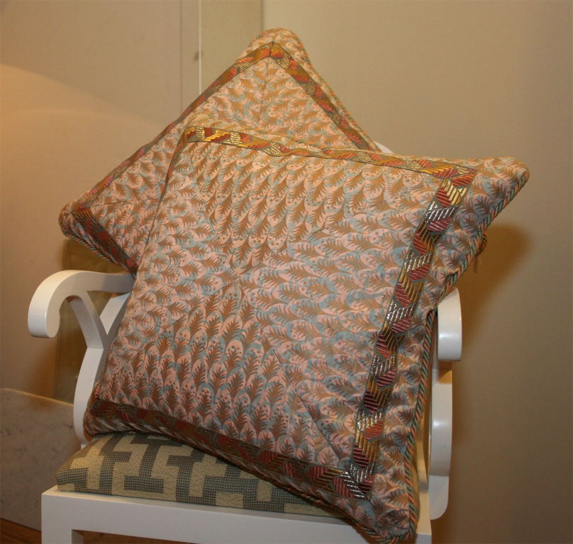 Pieced and mitered Fortuny cushions