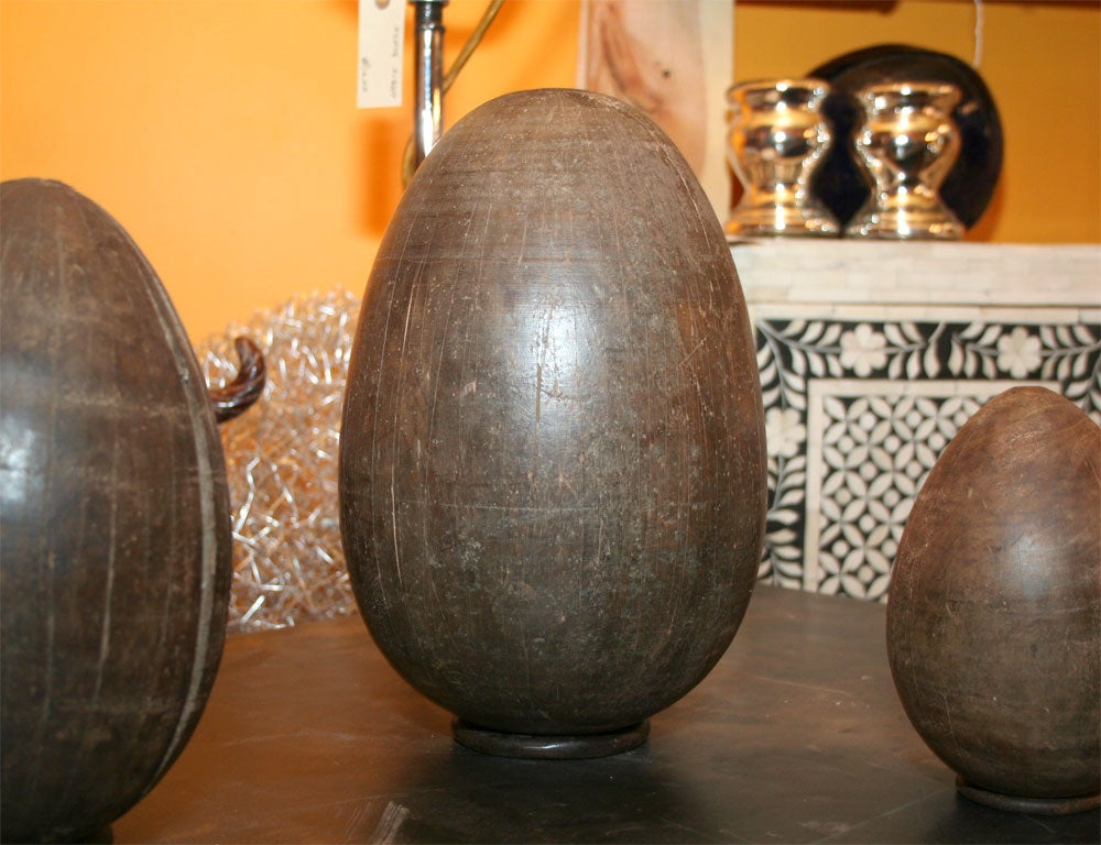 Folk Art Set of Three Wooden Egg Molds