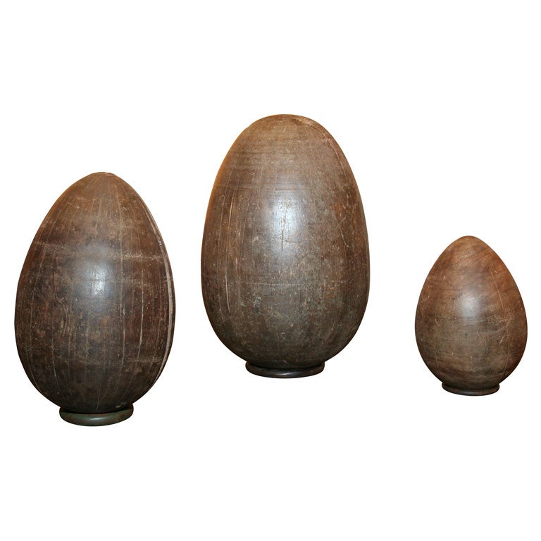 Set of Three Wooden Egg Molds