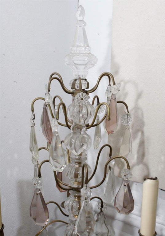 20th Century a pair of French crystal table lamps