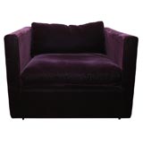 Pair of Charles Pfister club chairs, mfg. Knoll-purple mohair